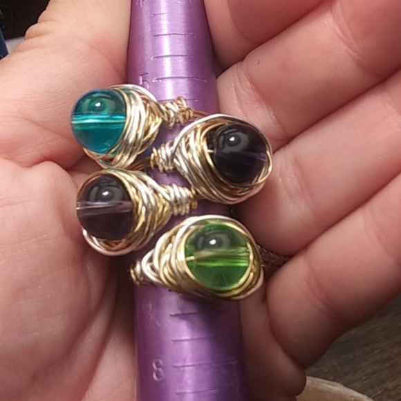 NWT Handmade Gold&Silver Glass Bead Ring - Picture 3 of 7